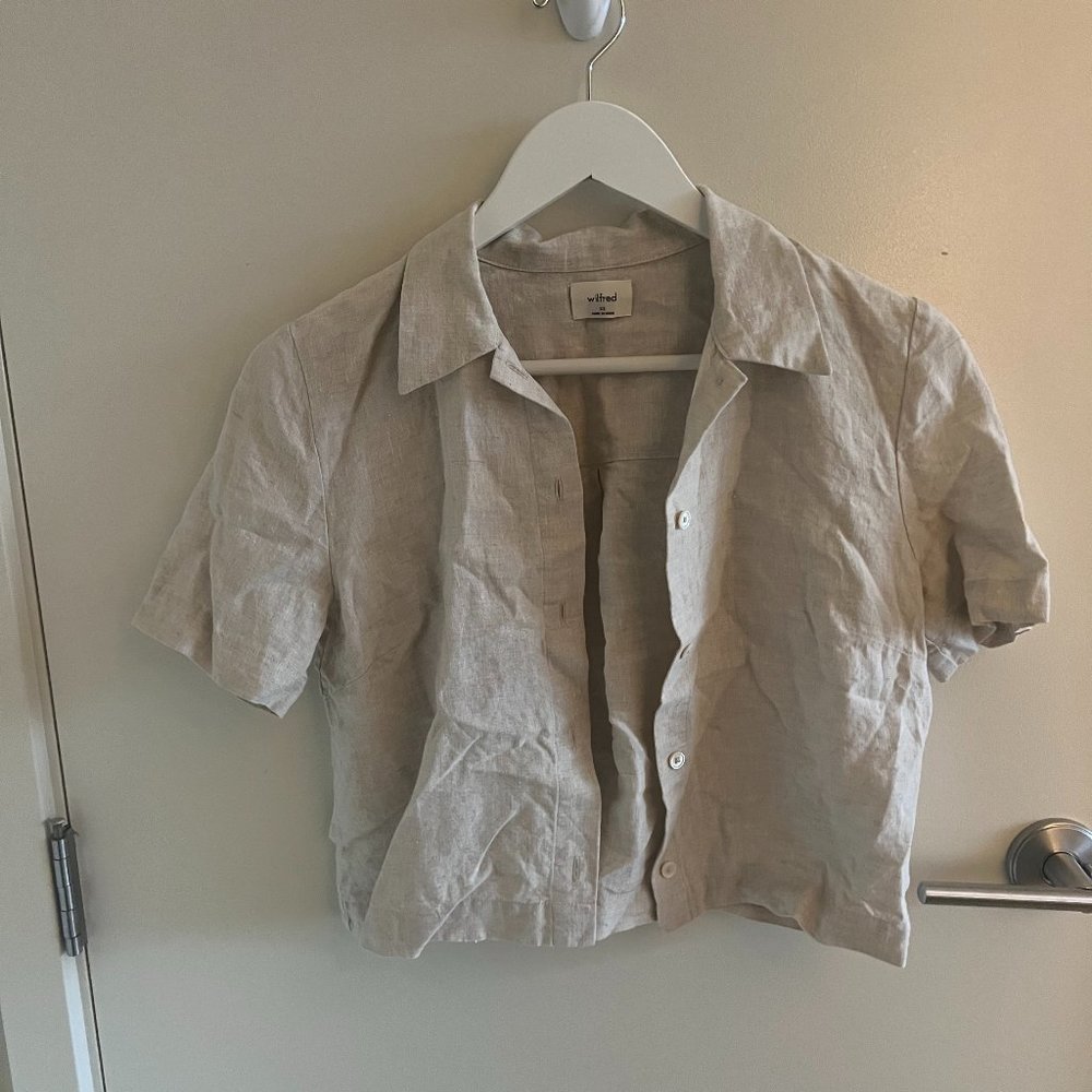 Aritzia Wilfred Matching Linen Set Light Beige